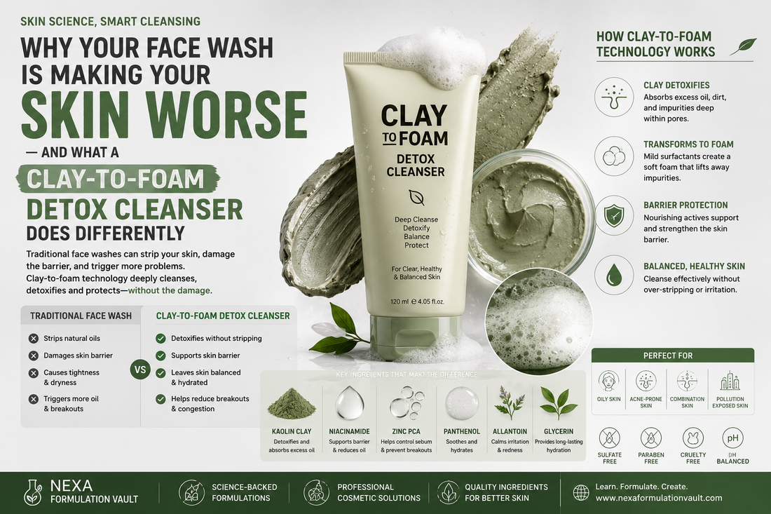 Why Your Face Wash Is Making Your Skin Worse — And What a Clay-to-Foam Detox Cleanser Does Differently